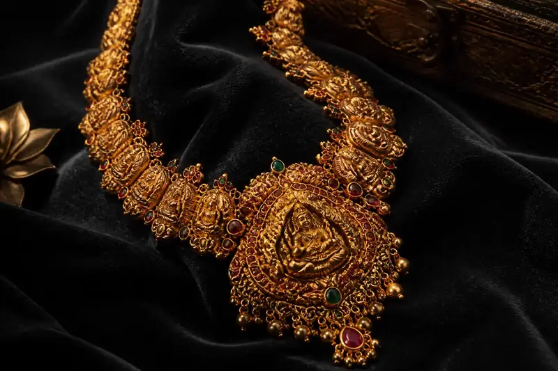 Signature 916 hallmarked South Indian gold necklace by Ambaa Gold